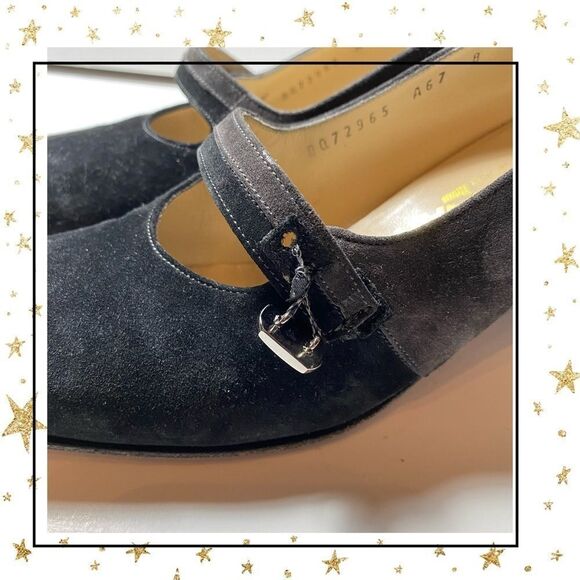 Salvatore Ferragmo Black Gray Suede Heels 8 - Picture 9 of 9